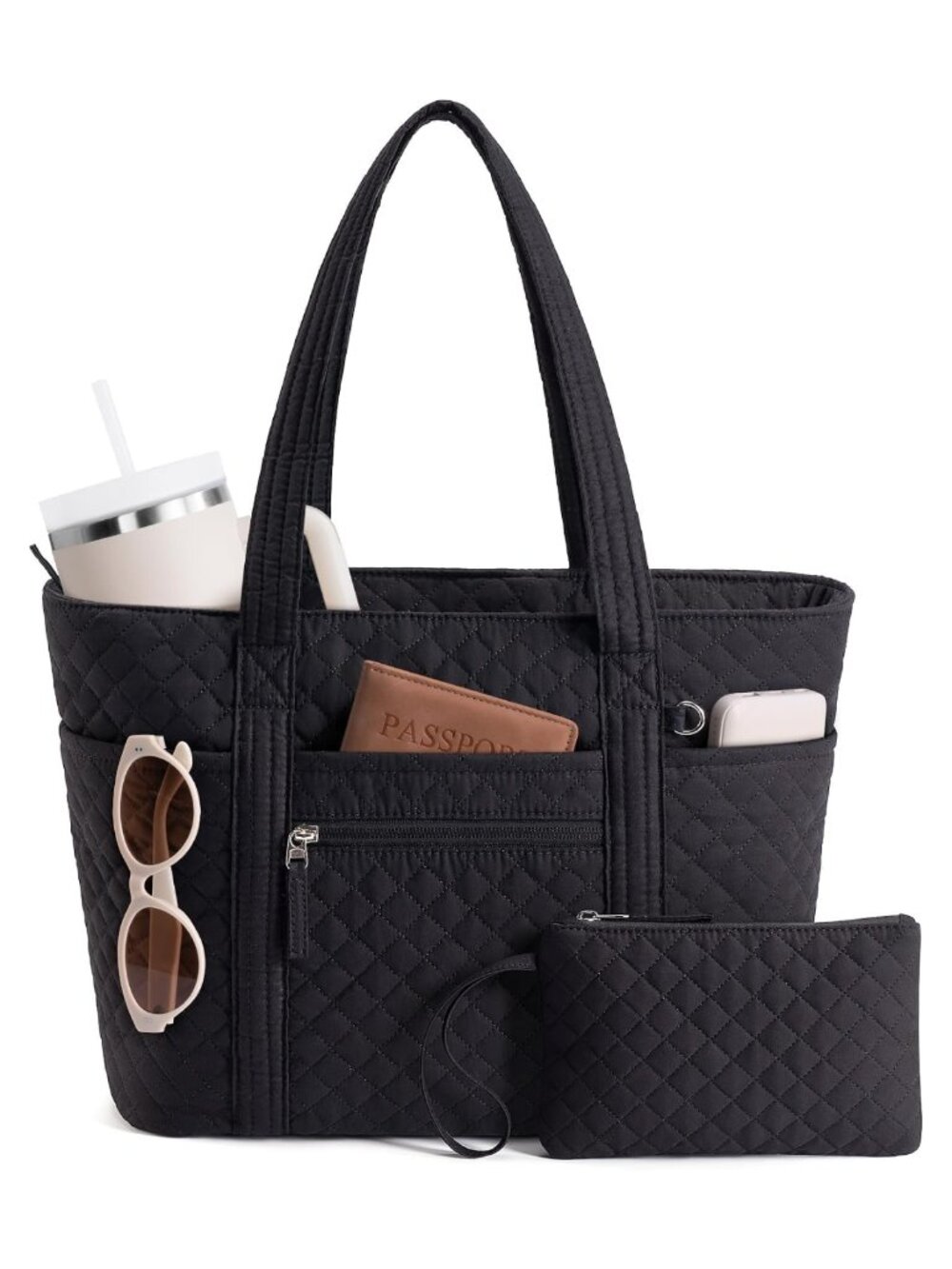 Quilted Cotton Tote Bag for Women Lightweight Puffer Work Travel Teacher Nurse